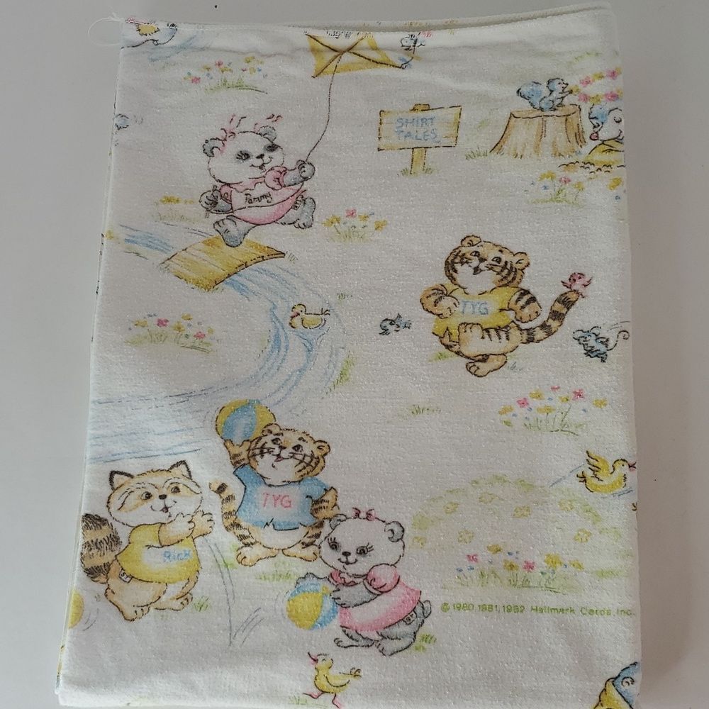Vintage Flannel Shirt Tales Baby Blanket Receiving Blanket Hallmark 1980's